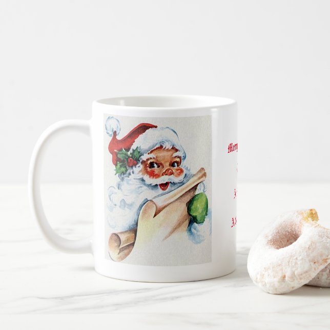 Santa Claus Old Fashioned Coffee Mug (With Donut)