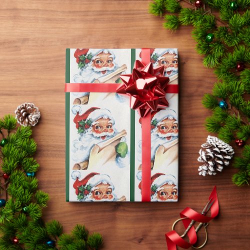 Santa Claus Old Fashioned Vintage Christmas Wrappi Wrapping Paper