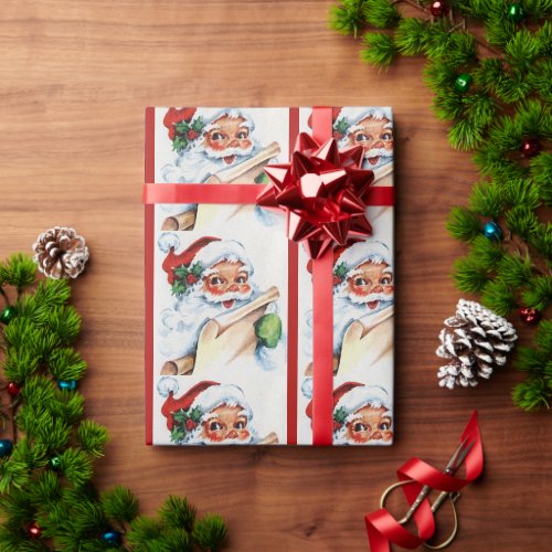Santa Claus Old Fashioned Vintage Christmas Wrapping Paper