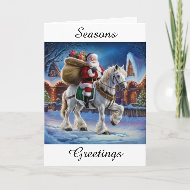 Santa Claus on a Horse Christmas Card (Front)