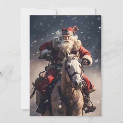 Santa Claus on a Horse Holiday Card