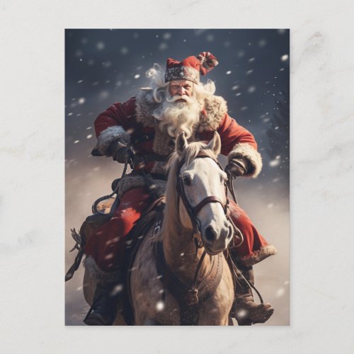 Santa Claus on a Horse Postcard