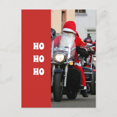 Santa Claus on a Motorcycle Ho Ho Ho Postcard