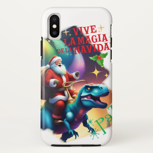 Santa Claus on a T rex Case-Mate iPhone Case (Back)