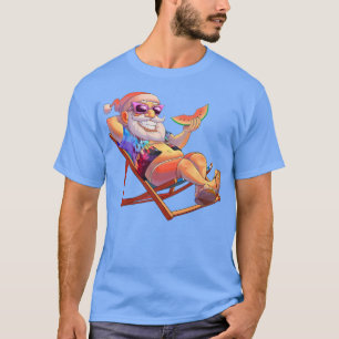 Santa Claus On Beach Chair Hawaiian Christmas in J T-Shirt