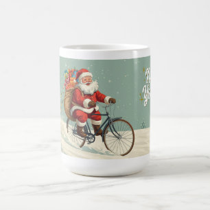 Santa Claus on Bicycle Christmas Mug