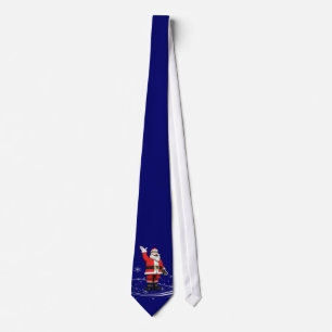 Santa Claus on Blue Christmas Tie