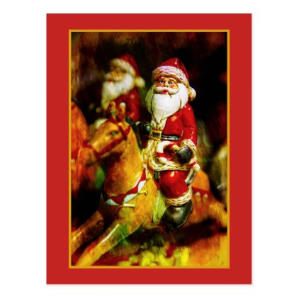 Santa Claus on Carousel Postcard