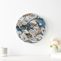 Santa Claus on Christmas Eve Large Clock