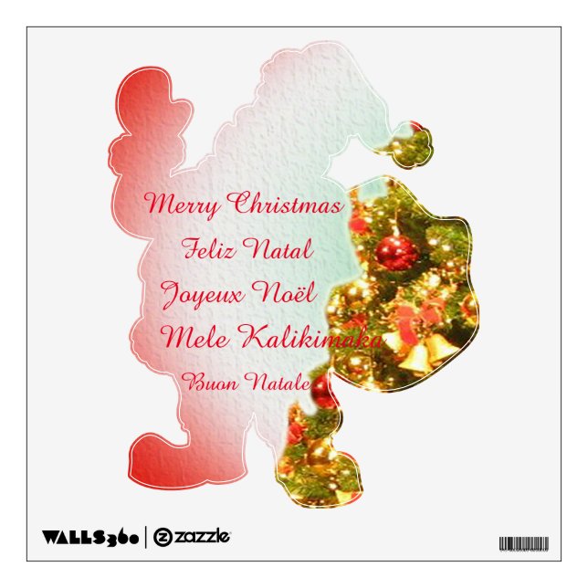 Santa Claus on Christmas tree Wall Sticker (Front)