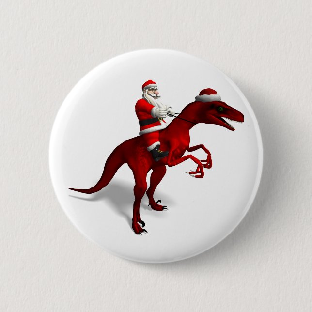 Santa Claus On Dino Button (Front)