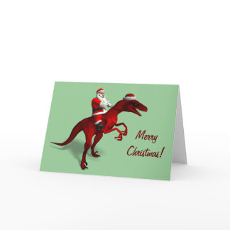 Santa Claus On Dino Holiday Card