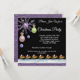 Santa Claus on gold, amethyst & icy snow & Foil Invitation