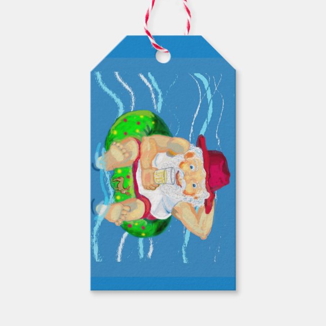 Santa Claus on holidays Gift Tags (Front)