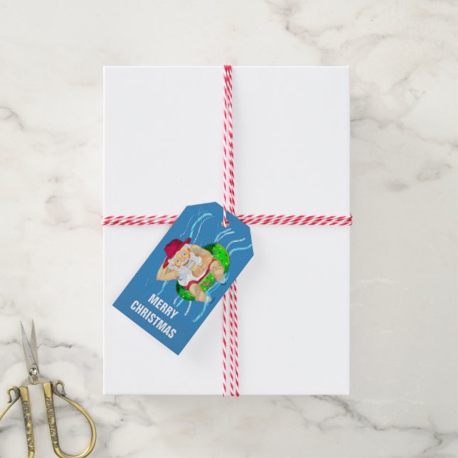 Santa Claus on holidays Gift Tags (With Twine)