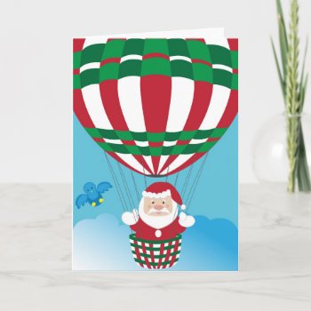 Santa Claus On Hot Air Balloon Holiday Card by escapefromreality at Zazzle