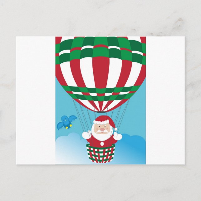 Santa Claus on hot air balloon Holiday Postcard (Front)