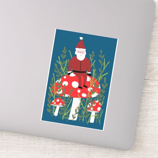 Santa Claus on Magical Mushroom CUSTOM Sticker (Detail)