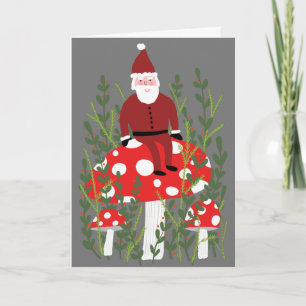 Santa Claus on Magical Mushroom CUSTOM XMAS Card