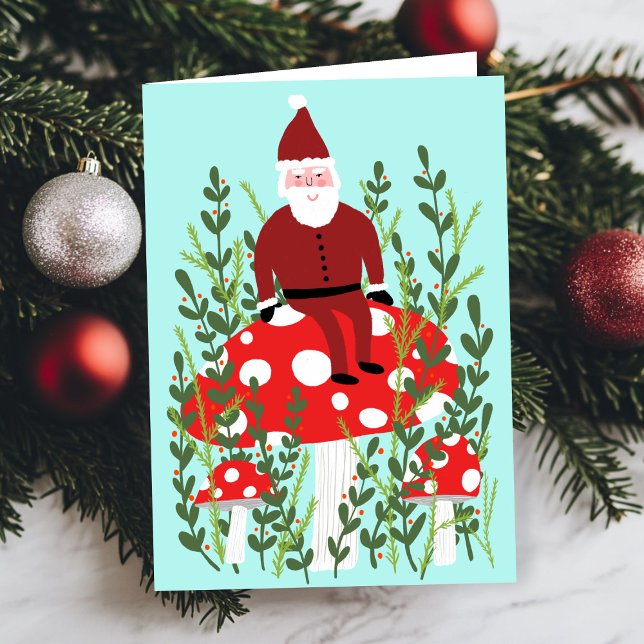 Santa Claus on Magical Mushroom CUSTOM XMAS Card (Santa Claus on Magical Mushroom CUSTOM XMAS Card
)