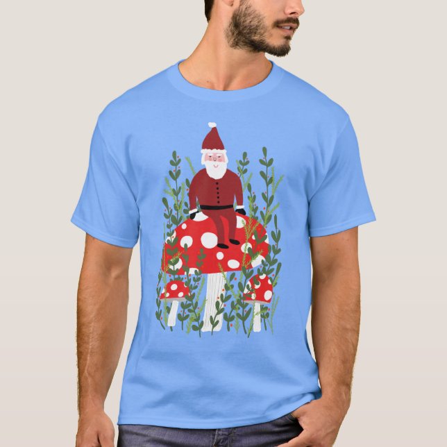 Santa Claus on Magical Mushroom Xmas T-Shirt (Front)