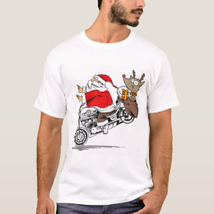 Santa Claus on Motorcycle Rudolph the Reindeer T-Shirt