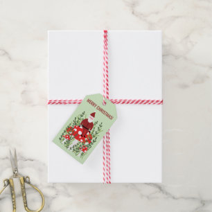 Santa Claus on Mushroom Christmas Elf Dwarf Cute Gift Tags