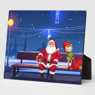 Santa Claus on Park bench Plaque