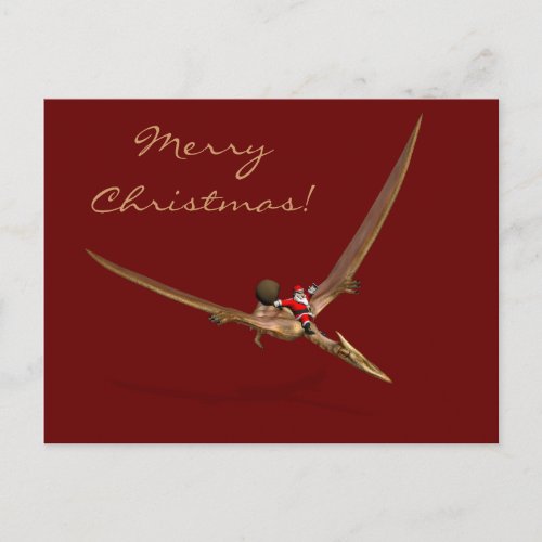 Santa Claus On Quetzalcoatlus Holiday Postcard