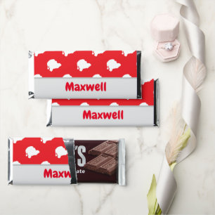 Santa Claus on red Hershey Bar Favors