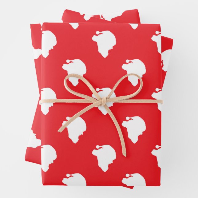 Santa Claus on red Wrapping Paper Sheets (In situ)