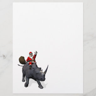 Santa Claus On Rhino Rhinoceros