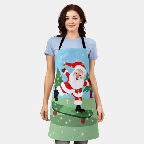 Santa claus on skateboard apron