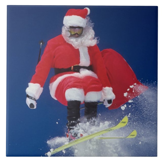 Santa Claus on skis jumping off a cornice at Ceramic Tile (Front)