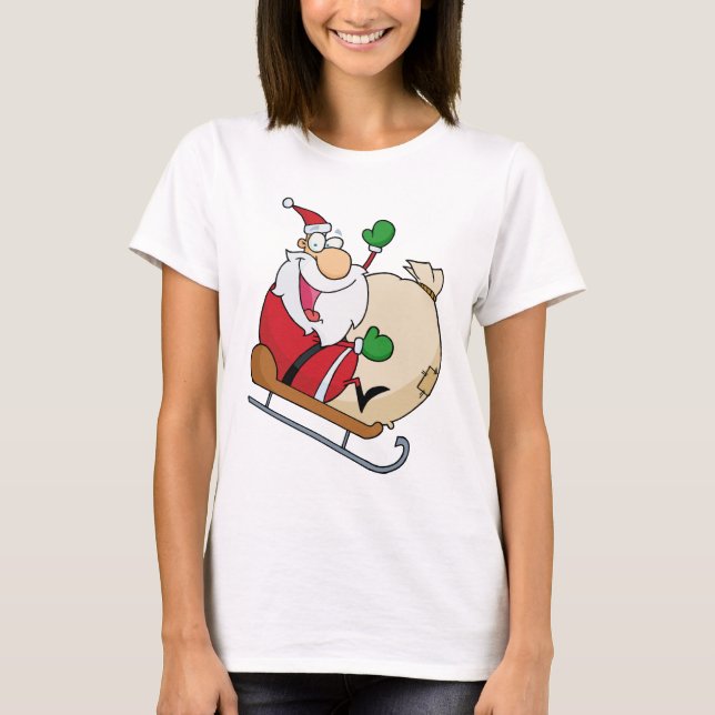 Santa Claus on Sleigh T-Shirt (Front)