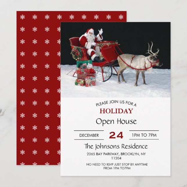 Santa Claus on sleigh with presents       Invitation (Front/Back)