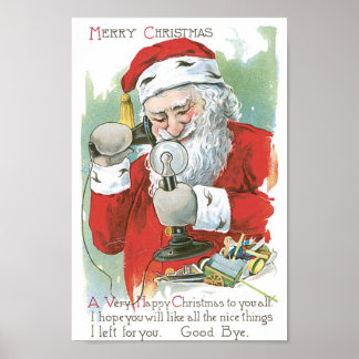 Santa Claus on Telephone Poster