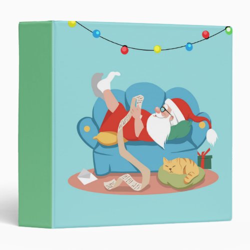Santa Claus on the couch in pajamas 3 Ring Binder