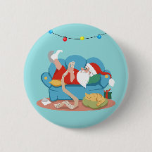 Santa Claus on the couch in pajamas