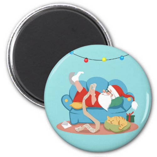 Santa Claus on the couch in pajamas Magnet