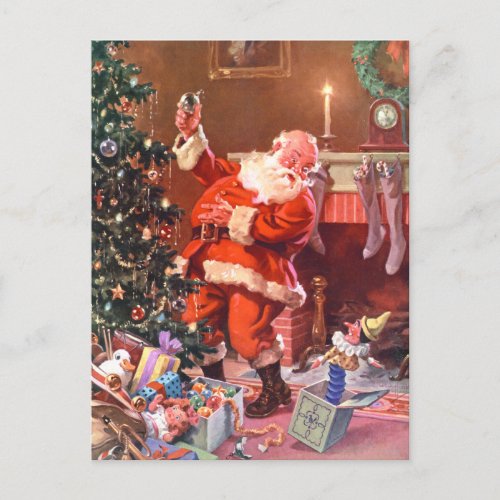 Santa Claus On the Night Before Christmas Holiday Postcard