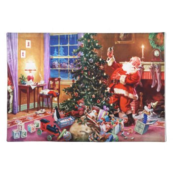 Santa Claus On The Night Before Christmas Placemat by Santa_Claus_Shop at Zazzle
