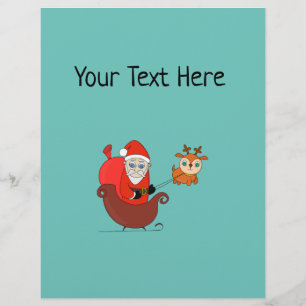 Santa Claus on the Sleigh with a Cute Reindeer Letterhead