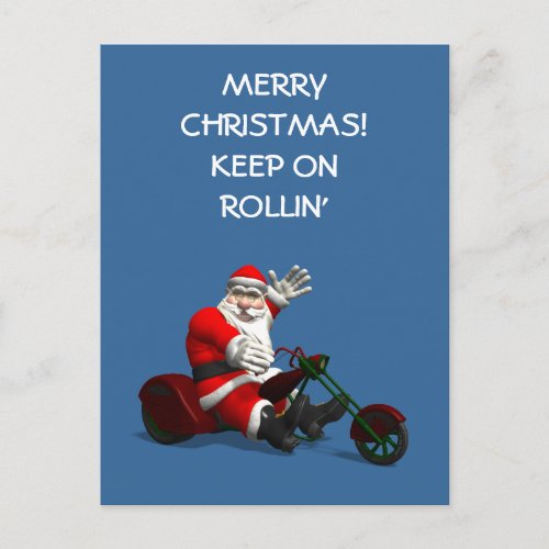 Santa Claus On Trike Holiday Postcard