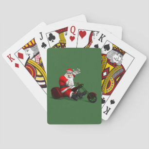 Santa Claus On Trike Poker Cards