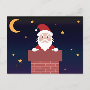 Santa Claus on Xmas night down the Chimney  Postcard