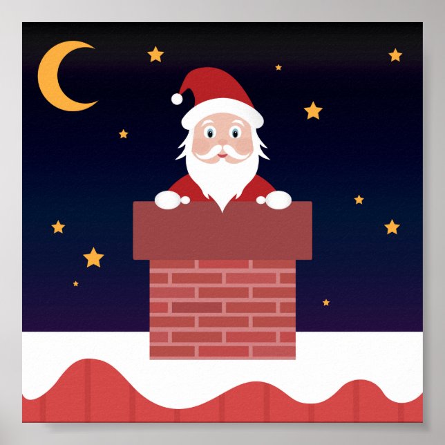 Santa Claus on Xmas night down the Chimney Poster (Front)