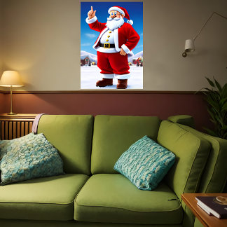 Santa Claus outside in the snow | AI Art Poster