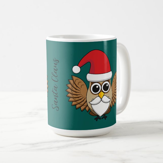 Santa Claus Owl | Add your Name Coffee Mug (Front Right)