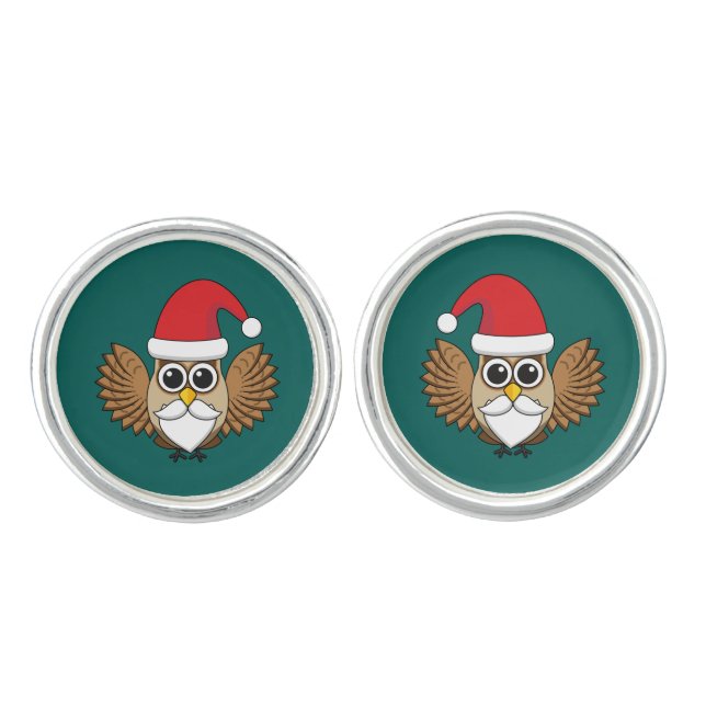 Santa Claus Owl Cufflinks (Front)